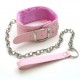 Laisse et collier minerve rose en fourrure